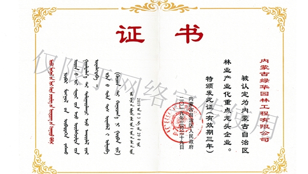 標題：內蒙古龍頭企業(yè)榮譽(yù)證書(shū)
瀏覽次數：1636
發(fā)表時(shí)間：2019-10-26